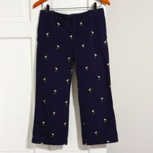 Lilly Pulitzer Navy Pants with Green Embroidery